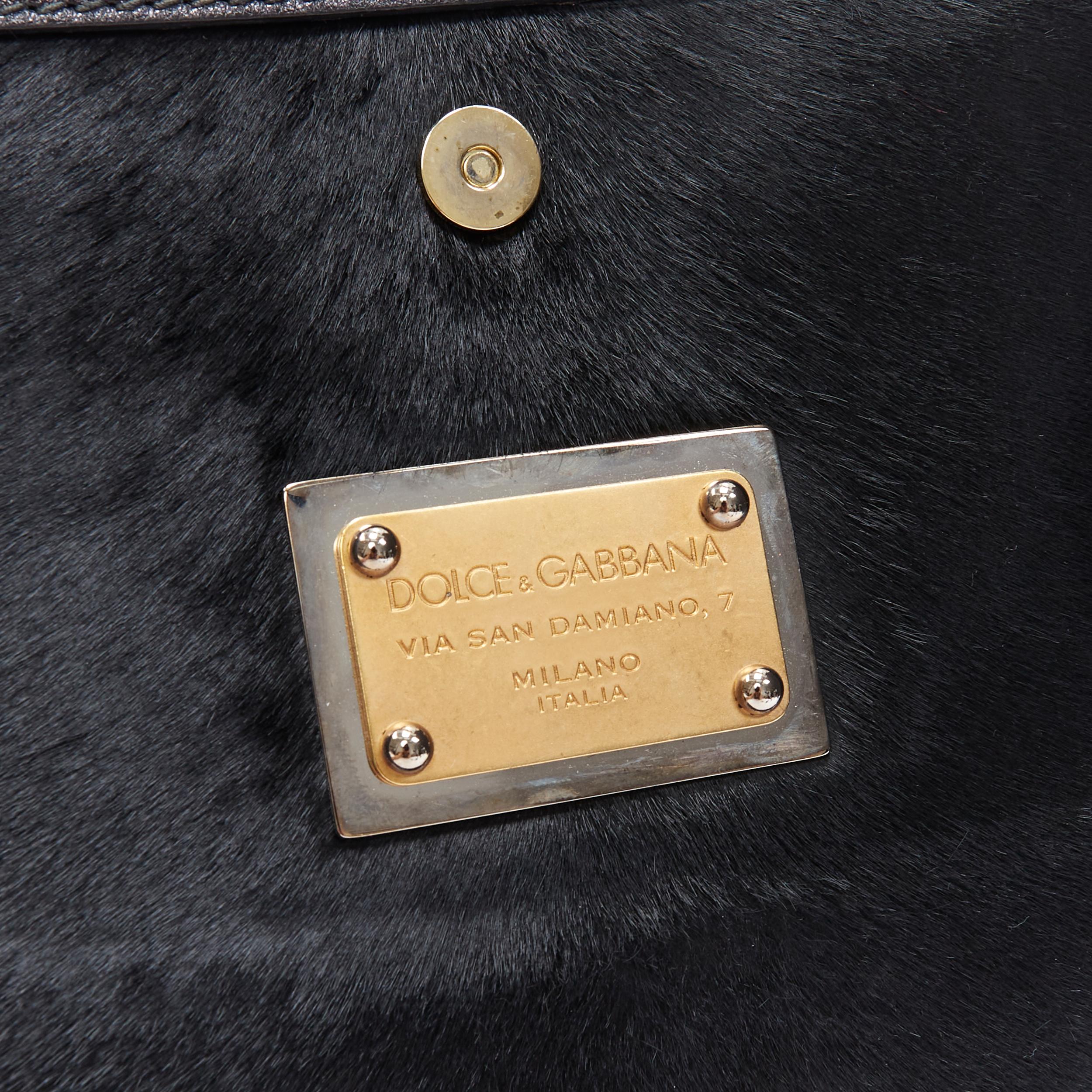DOLCE GABBANA Large Miss Sicily black horse coin charm top handle bag 2