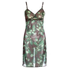 Vintage Dolce & Gabbana leaf printed silk chiffon slip dress, ss 1997