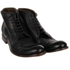 Dolce & Gabbana - Leather Ankle Boots SIRACUSA Black EUR 43