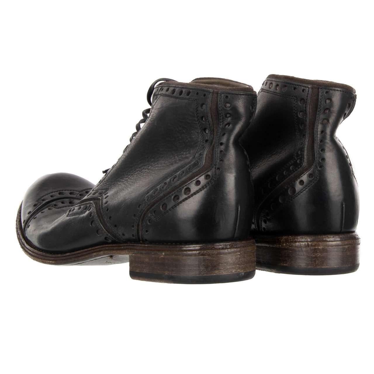 Men's Dolce & Gabbana - Leather Ankle Boots SIRACUSA Black EUR 43 For Sale