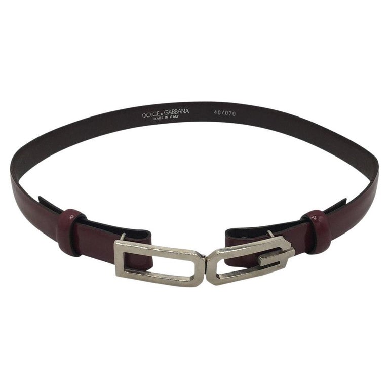 Dolce and Gabbana Leather Belt in Burgundy For Sale at 1stDibs display picture 1