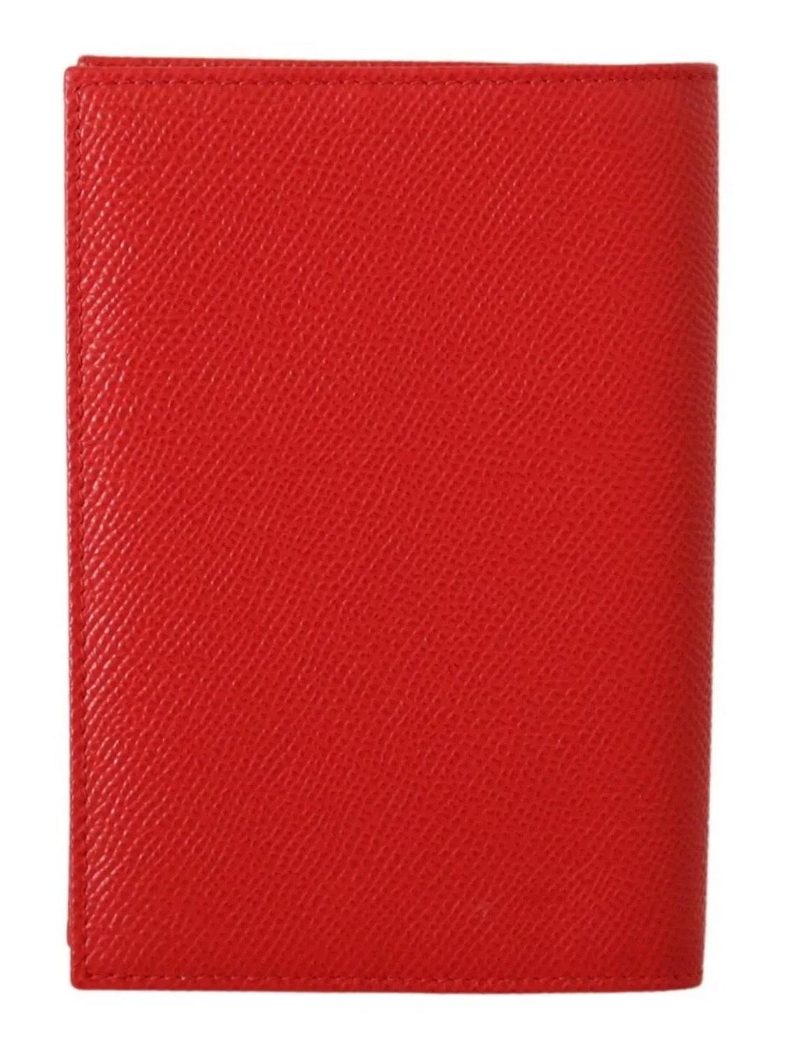 Red Dolce & Gabbana leather bifold wallet with DG crystals features