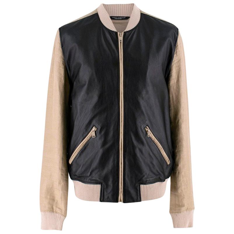 Dolce & Gabbana Leather Bomber Jacket UK 42