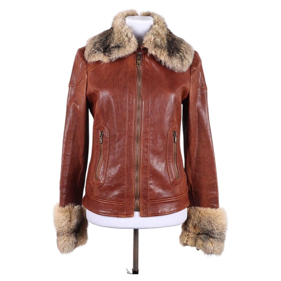 Chaqueta de cuero de Dolce & Gabbana con piel de zorro