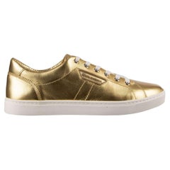 Dolce & Gabbana - Leather Logo Sneakers LONDON Gold EUR 40.5