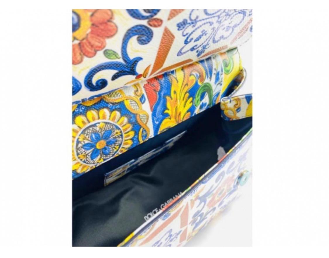 Dolce & Gabbana leather multicolour majolica printed handbag bag  1