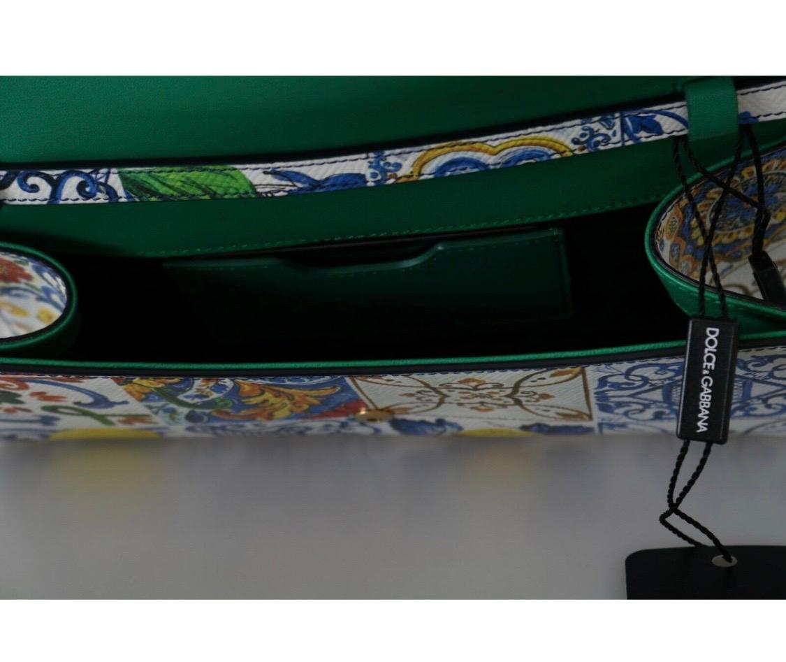 Women's or Men's Dolce & Gabbana leather multicolour majolica printed purse cross body clutch 