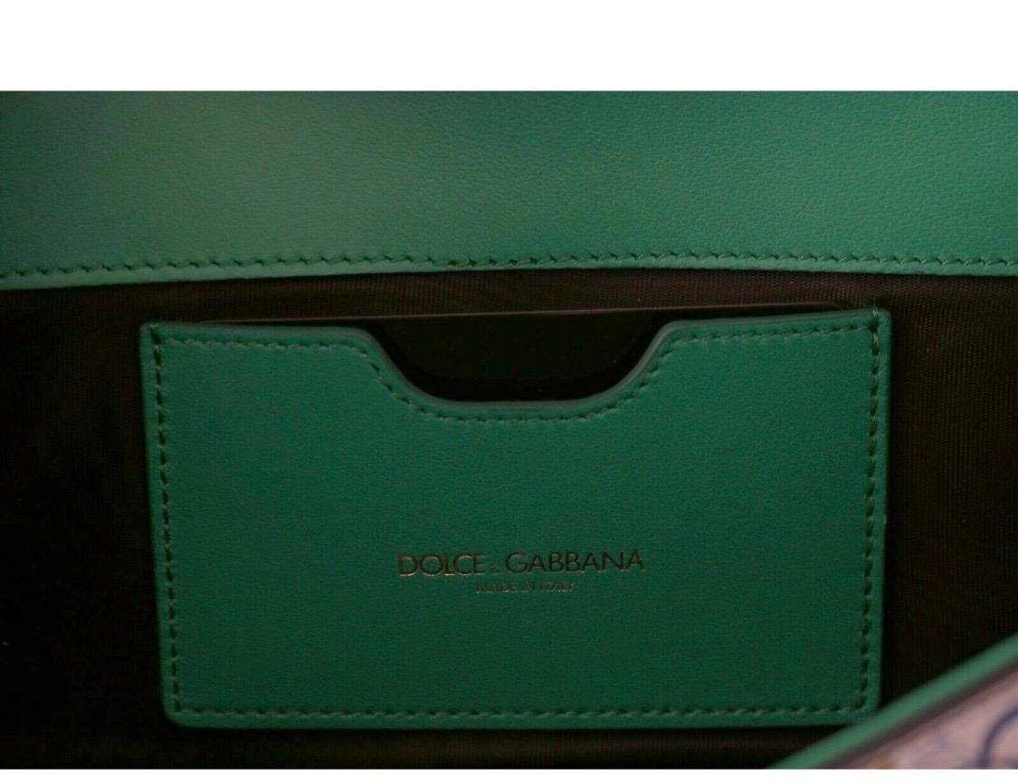 Dolce & Gabbana leather multicolour majolica printed purse cross body clutch  1
