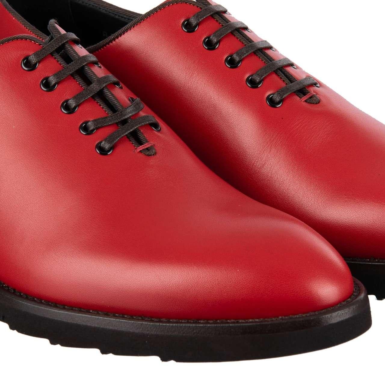 Dolce & Gabbana - Leather Oxford Shoes SICILIA Red EUR 43 In Excellent Condition For Sale In Erkrath, DE