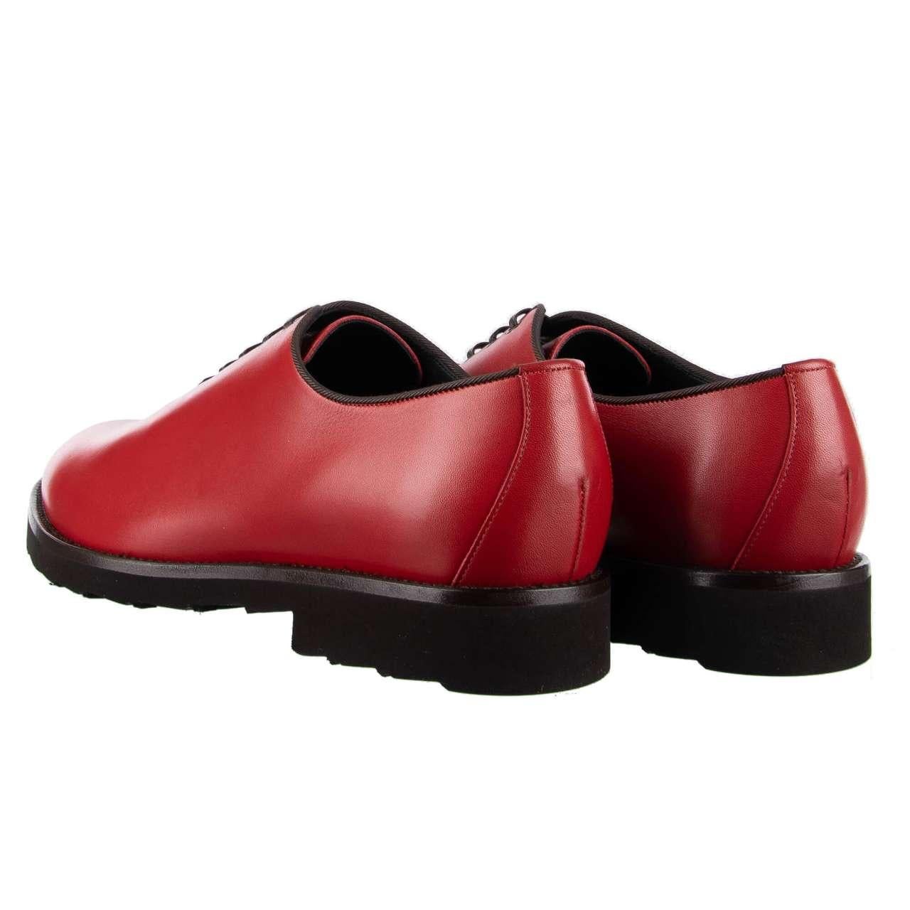 Men's Dolce & Gabbana - Leather Oxford Shoes SICILIA Red EUR 43 For Sale