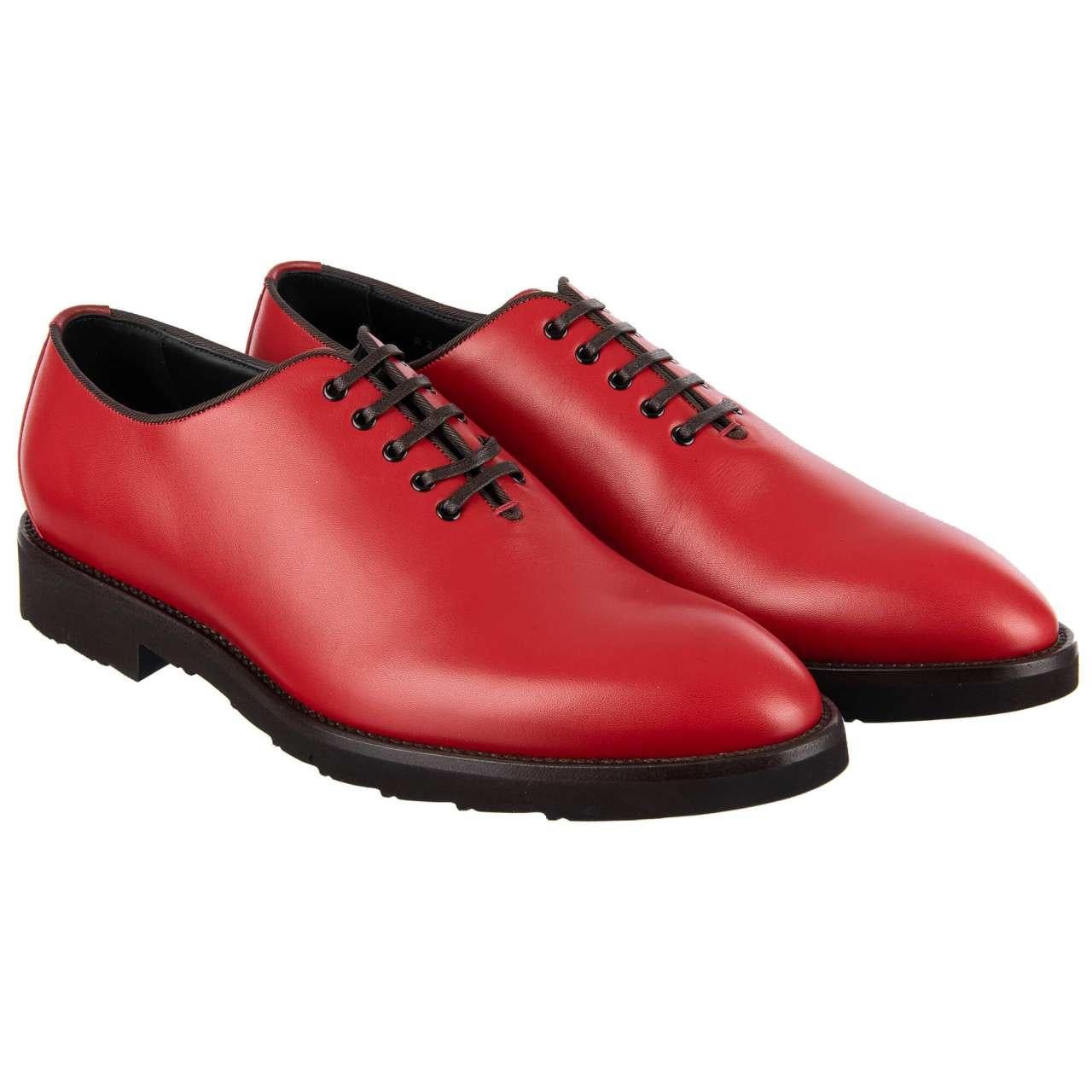 Dolce & Gabbana - Leather Oxford Shoes SICILIA Red EUR 43 For Sale 1