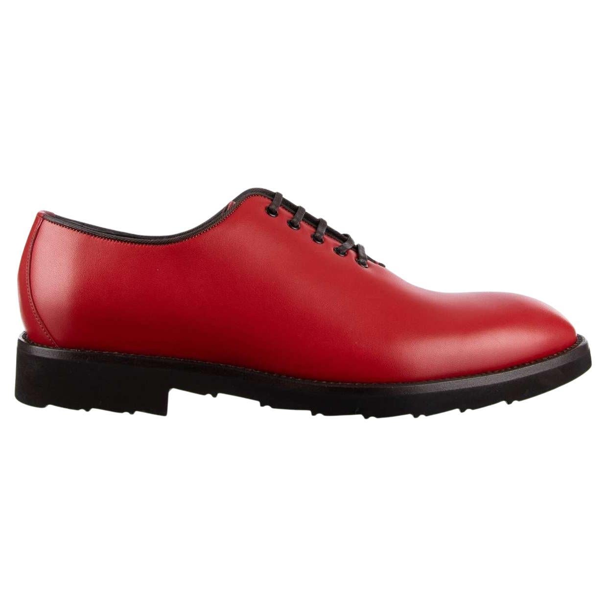 Dolce & Gabbana - Leather Oxford Shoes SICILIA Red EUR 43 For Sale