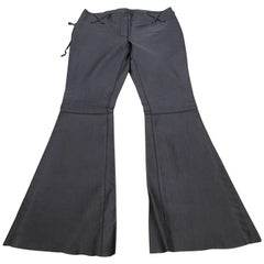 Dolce & Gabbana - Pantalon en cuir noir à bascule cloche et pieds à lacets, 40 / 6 