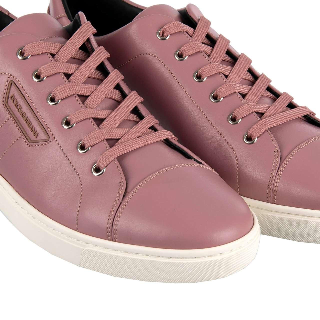Dolce & Gabbana - Leather Sneaker with Logo LONDON Pink 45 In Excellent Condition For Sale In Erkrath, DE