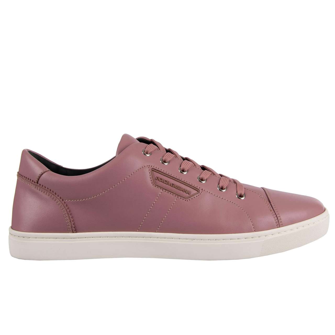 Dolce & Gabbana - Leather Sneaker with Logo LONDON Pink 45 For Sale