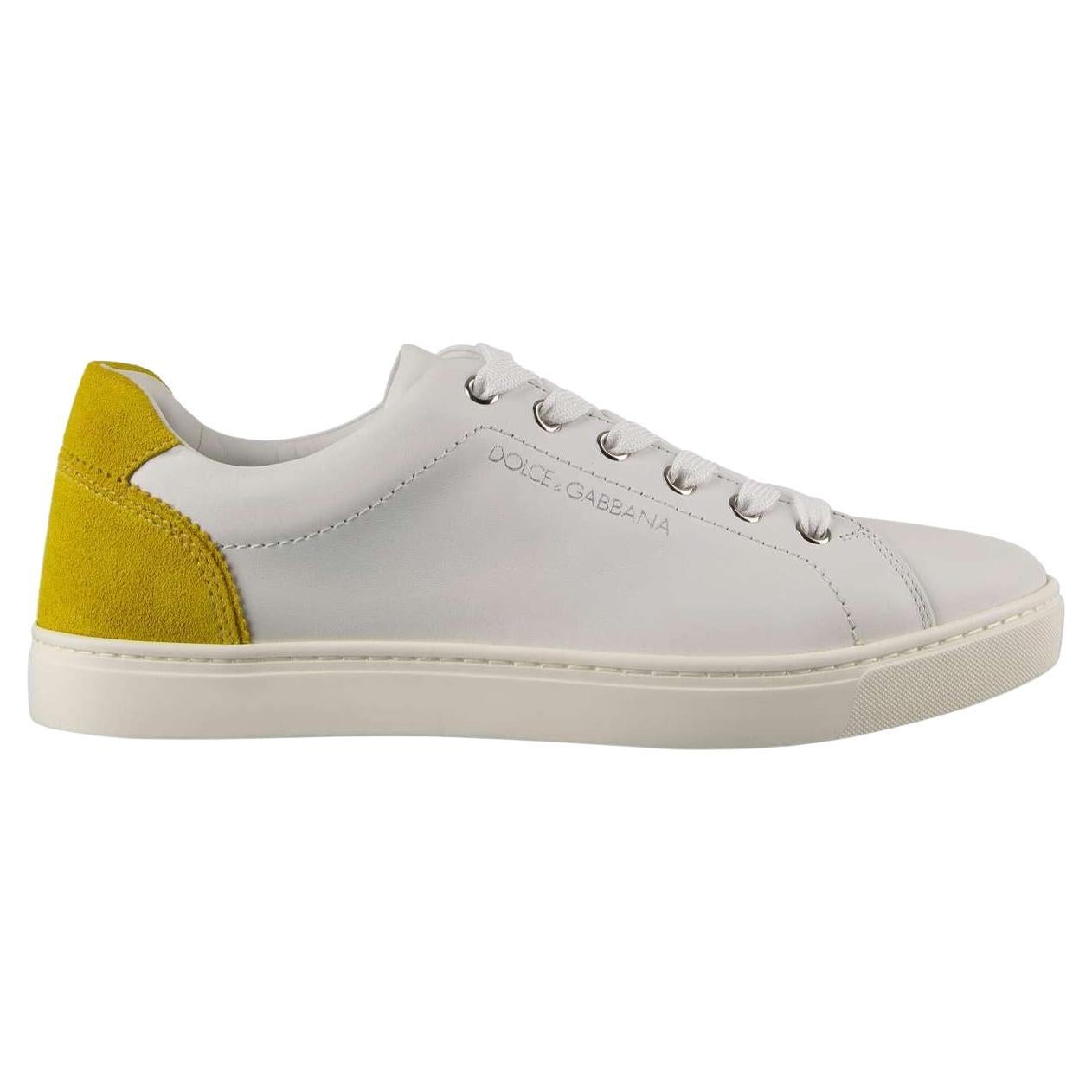 Gabbana - Leather Sneakers White Yellow EUR 40 For Sale 1stDibs