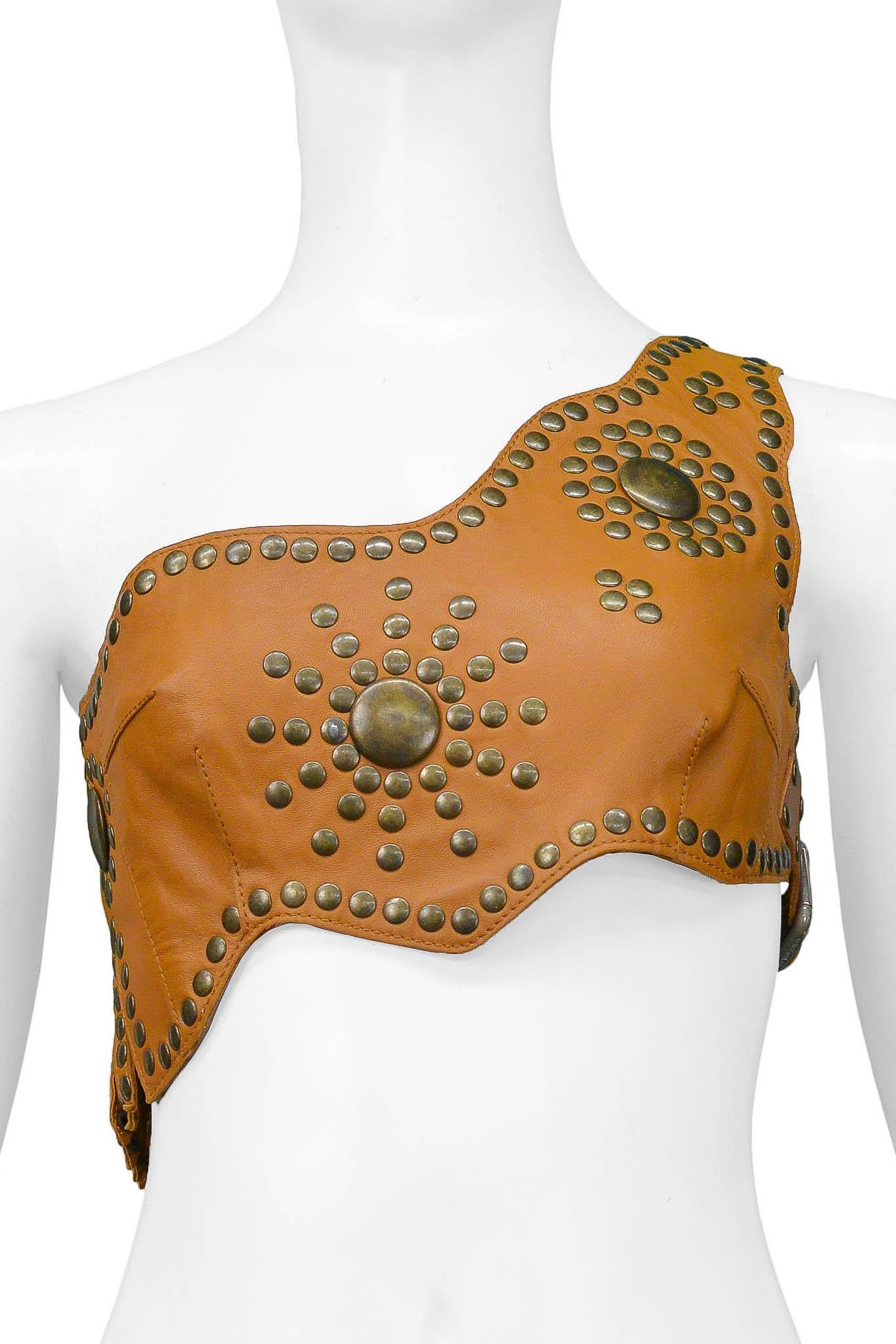 Dolce & Gabbana Leather Studded One Shoulder Bra Top 2003 In Excellent Condition In Los Angeles, CA