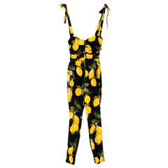 Dolce & Gabbana Combinaison en charmeuse imprimée citron - Taille US2