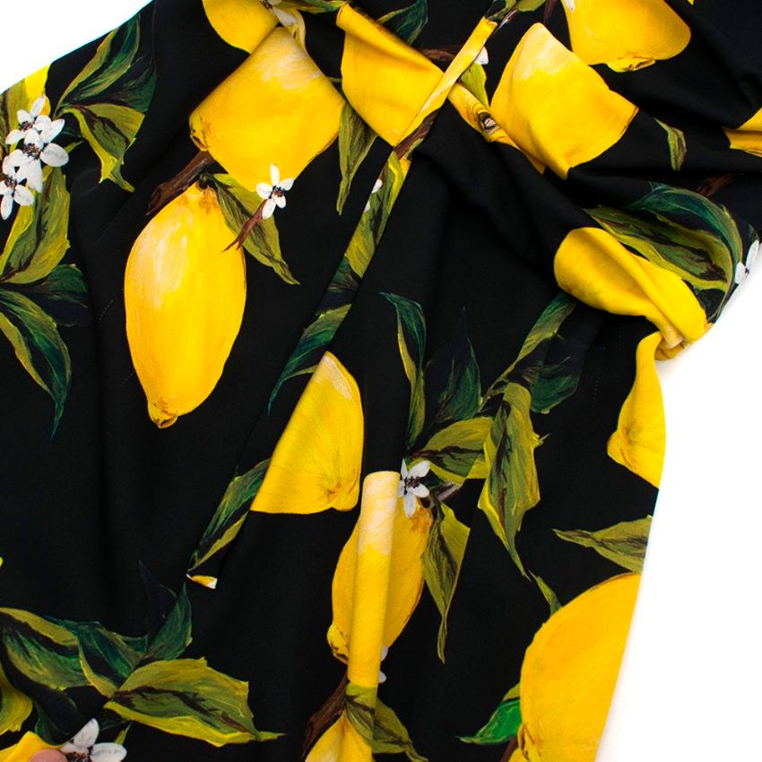 Dolce & Gabbana Lemon-Print Charmeuse Jumpsuit - Size US2 In Excellent Condition In London, GB