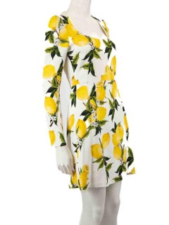 Dolce & Gabbana Lemon Print Long Sleeve Dress Size S