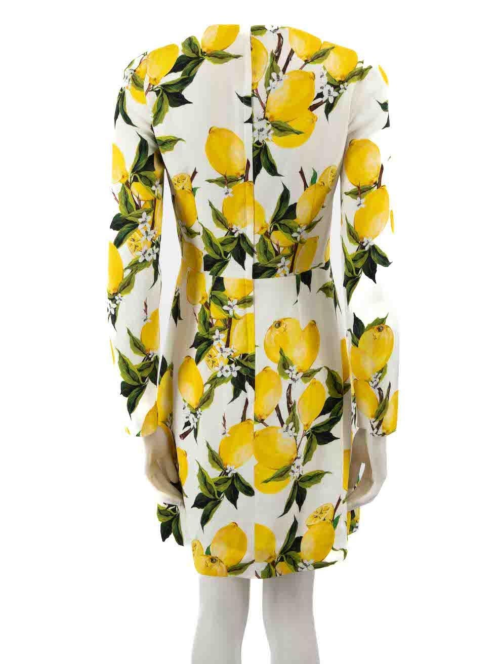 Dolce & Gabbana Lemon Print Long Sleeve Dress Size S In Good Condition For Sale In London, GB