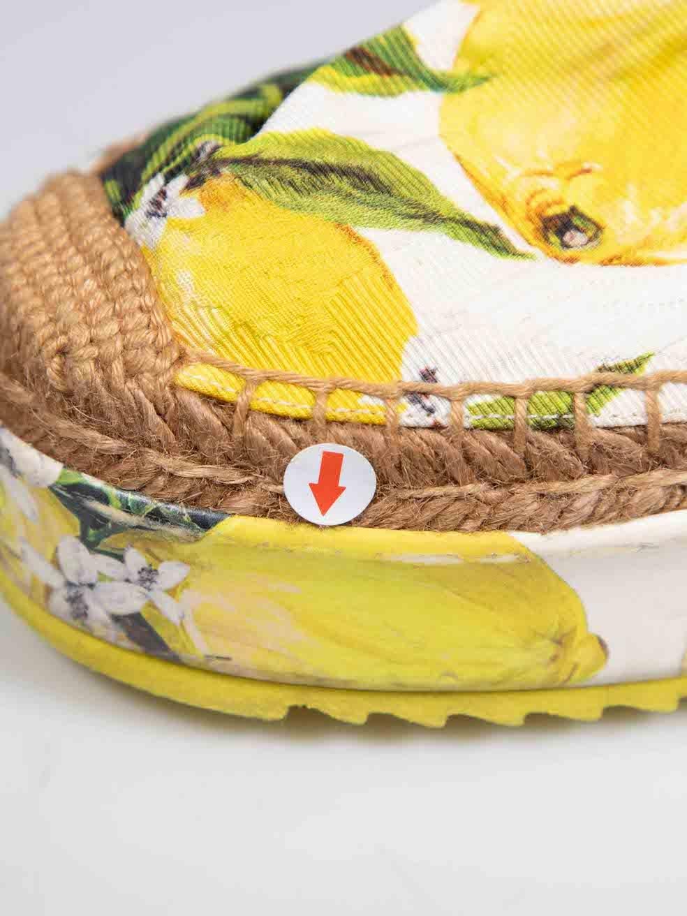 Dolce & Gabbana Lemon Print Platform Espadrilles Size IT 38 1
