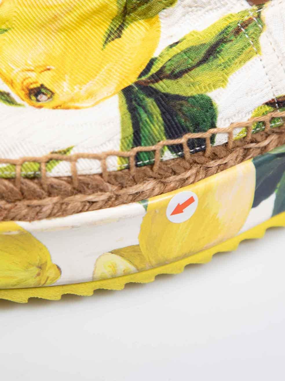 Dolce & Gabbana Lemon Print Platform Espadrilles Size IT 38 2