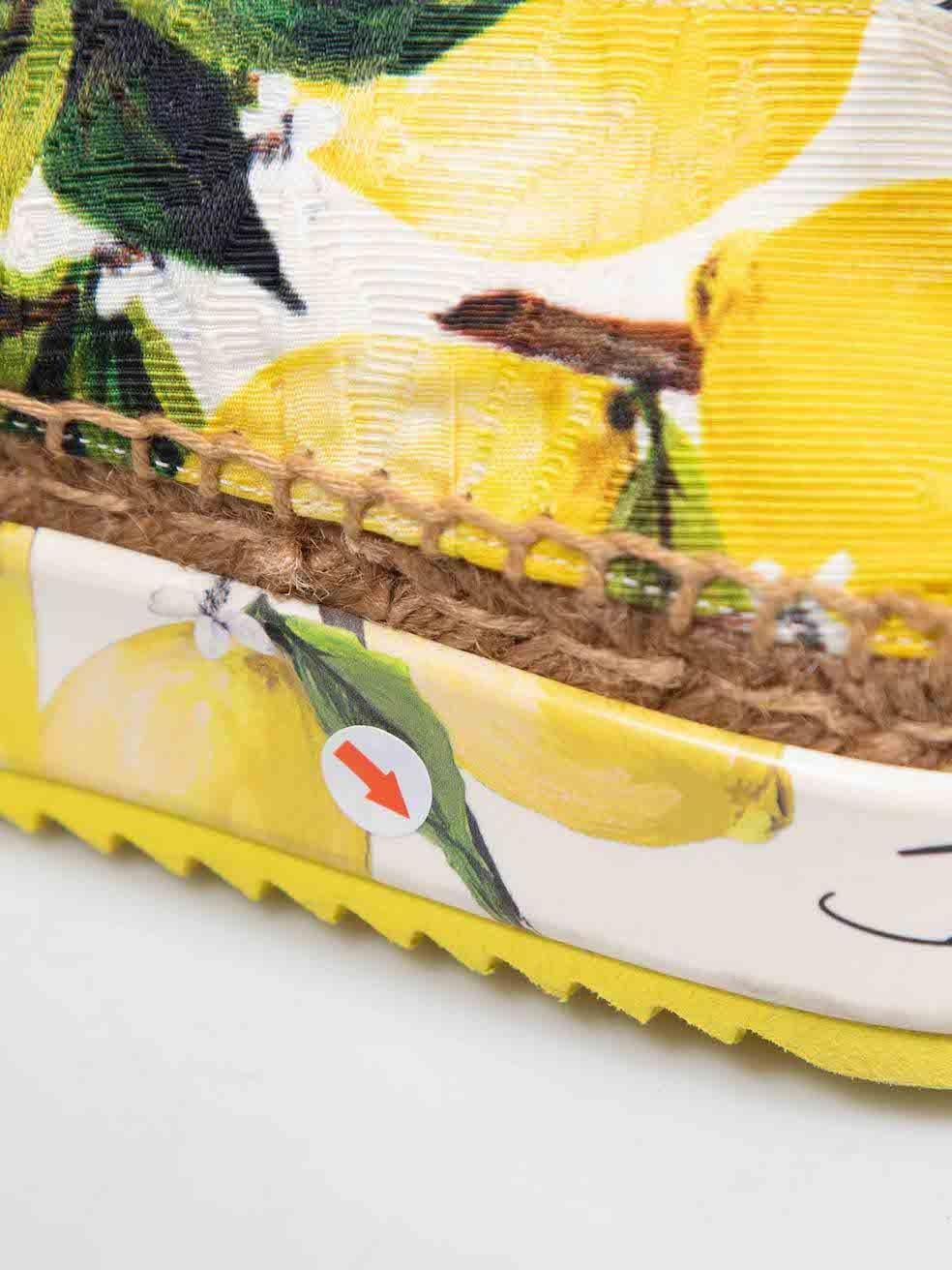 Dolce & Gabbana Lemon Print Platform Espadrilles Size IT 38 3