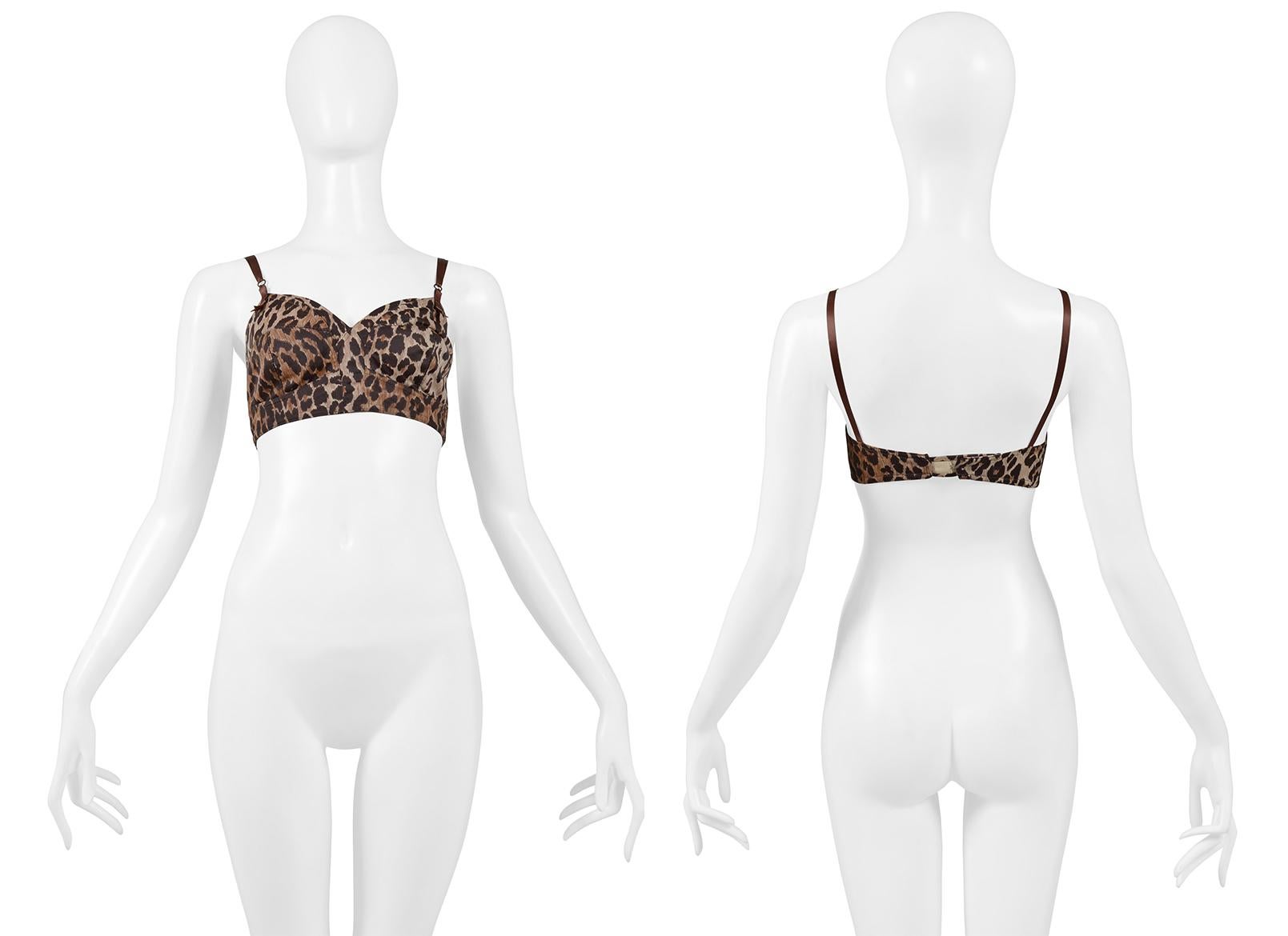 Gray Dolce & Gabbana Leopard Bustier Bra Top 1997 For Sale