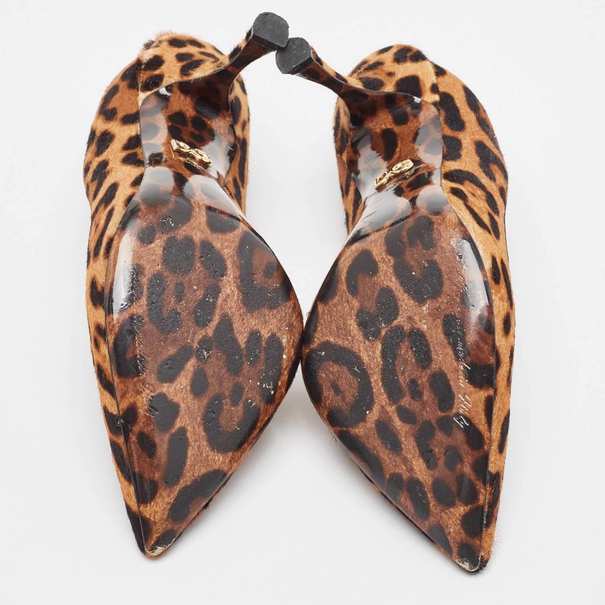 Dolce & Gabbana Leopard Calf Hair Pointed Toe Pumps Size 36.5 1