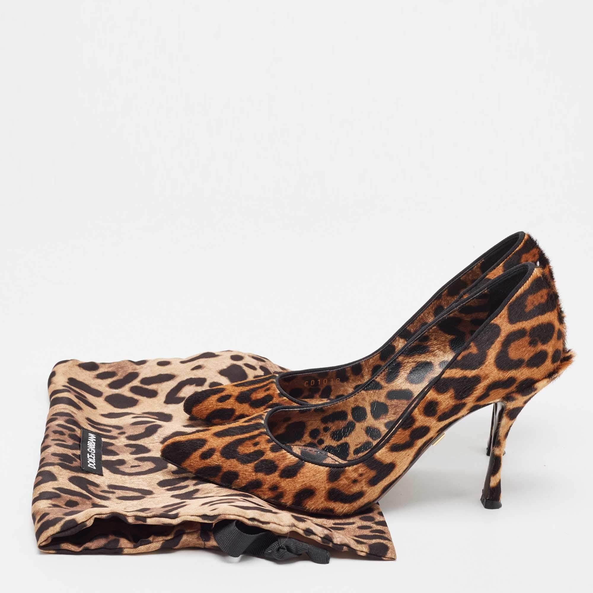 Dolce & Gabbana Leopard Calf Hair Pointed Toe Pumps Size 36.5 4