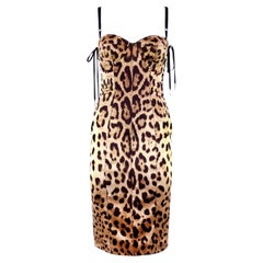 Dolce & Gabbana Leopard Corset Bustier Silk Dress