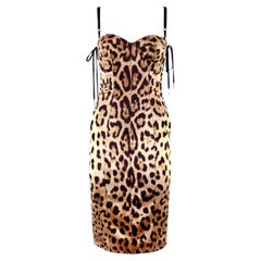 Dolce & Gabbana Leopard Korsett-Bustier-Seidenkleid mit Leopardenmuster