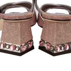 Dolce & Gabbana - Leopard Crystal Pumps Sandals KEIRA Pink Silver EUR 38