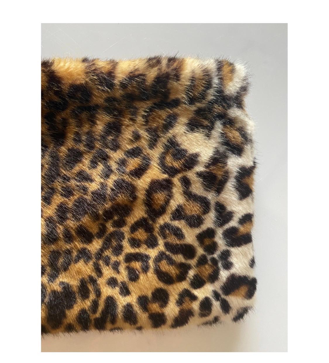 Brown Dolce & Gabbana leopard faux fur clutch shoulder bag  For Sale