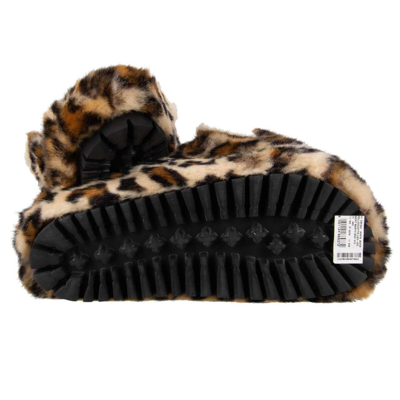 Men's Dolce & Gabbana Leopard Faux Fur Shoes Slipper SAINT BARTH Brown EUR 44 For Sale