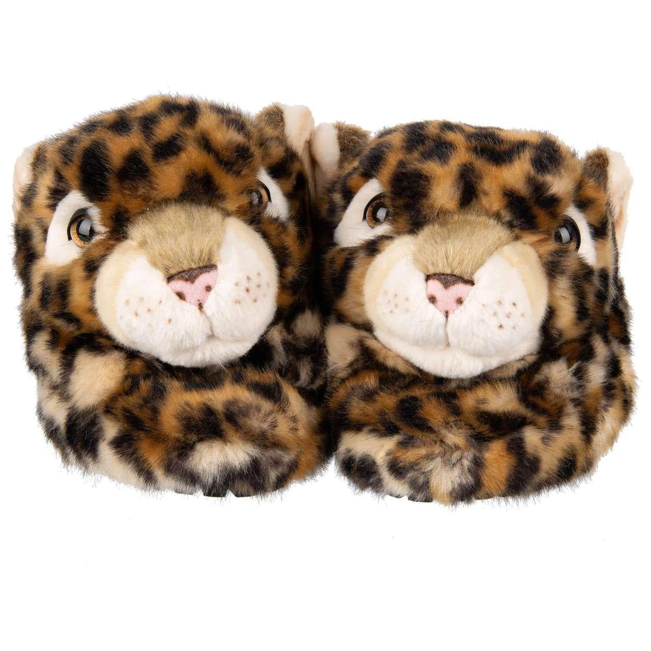 Dolce & Gabbana Leopard Faux Fur Shoes Slipper SAINT BARTH Brown EUR 44 For Sale 2