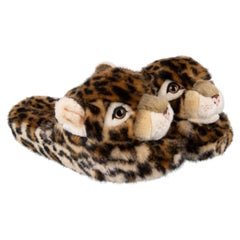Dolce & Gabbana Leopard Faux Fur Shoes Slipper SAINT BARTH Brown EUR 44