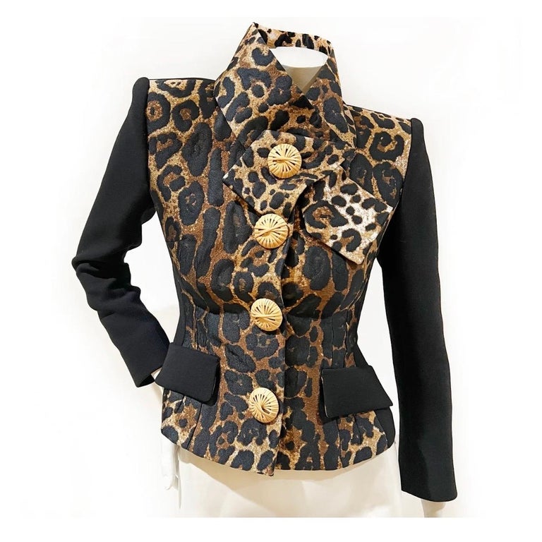 Petit Coussin Dolce & Gabbana En Sergé De Soie 100% Avec Imprimé Léopard - 43x43cm