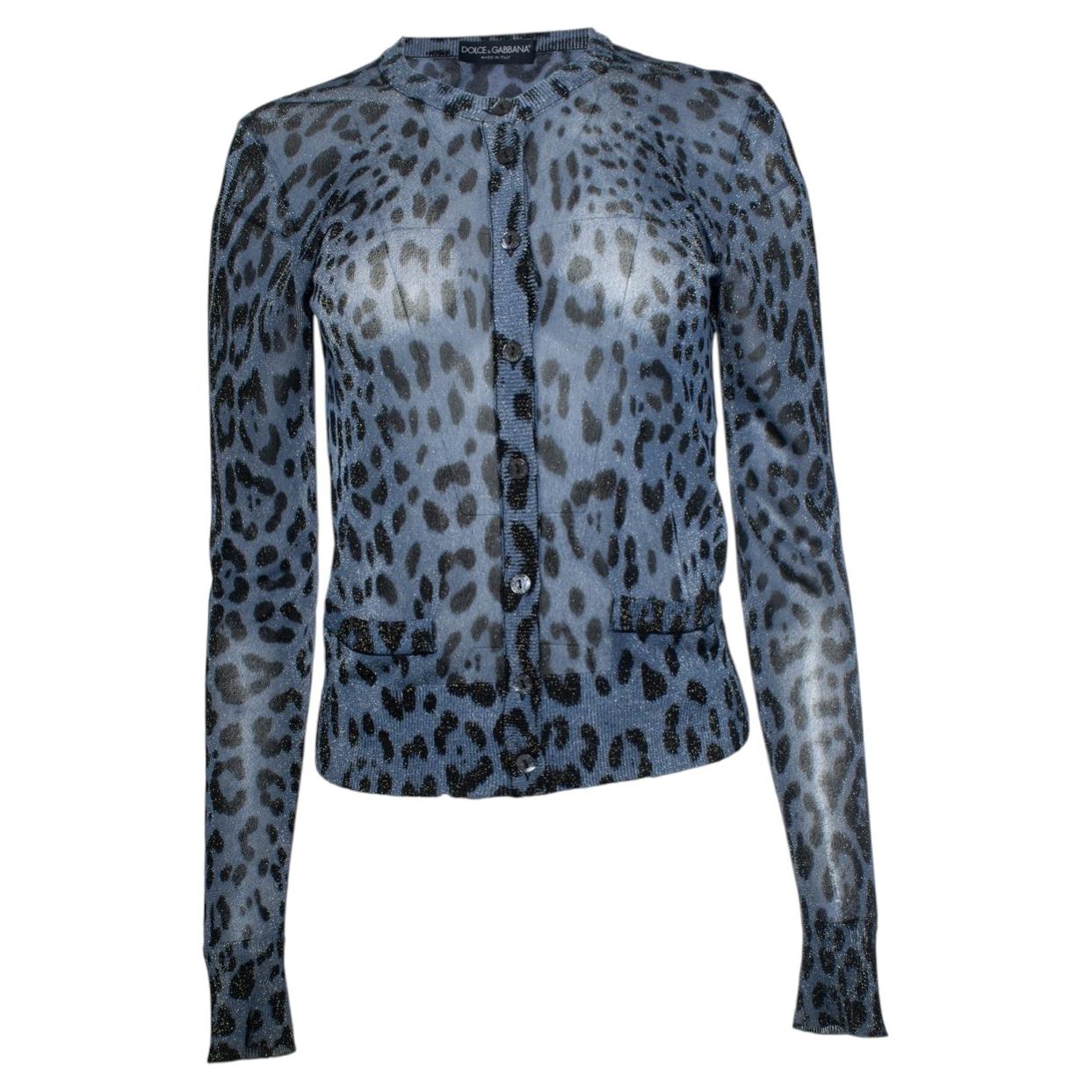 Dolce & Gabbana, leopard lurex cardigan in blue