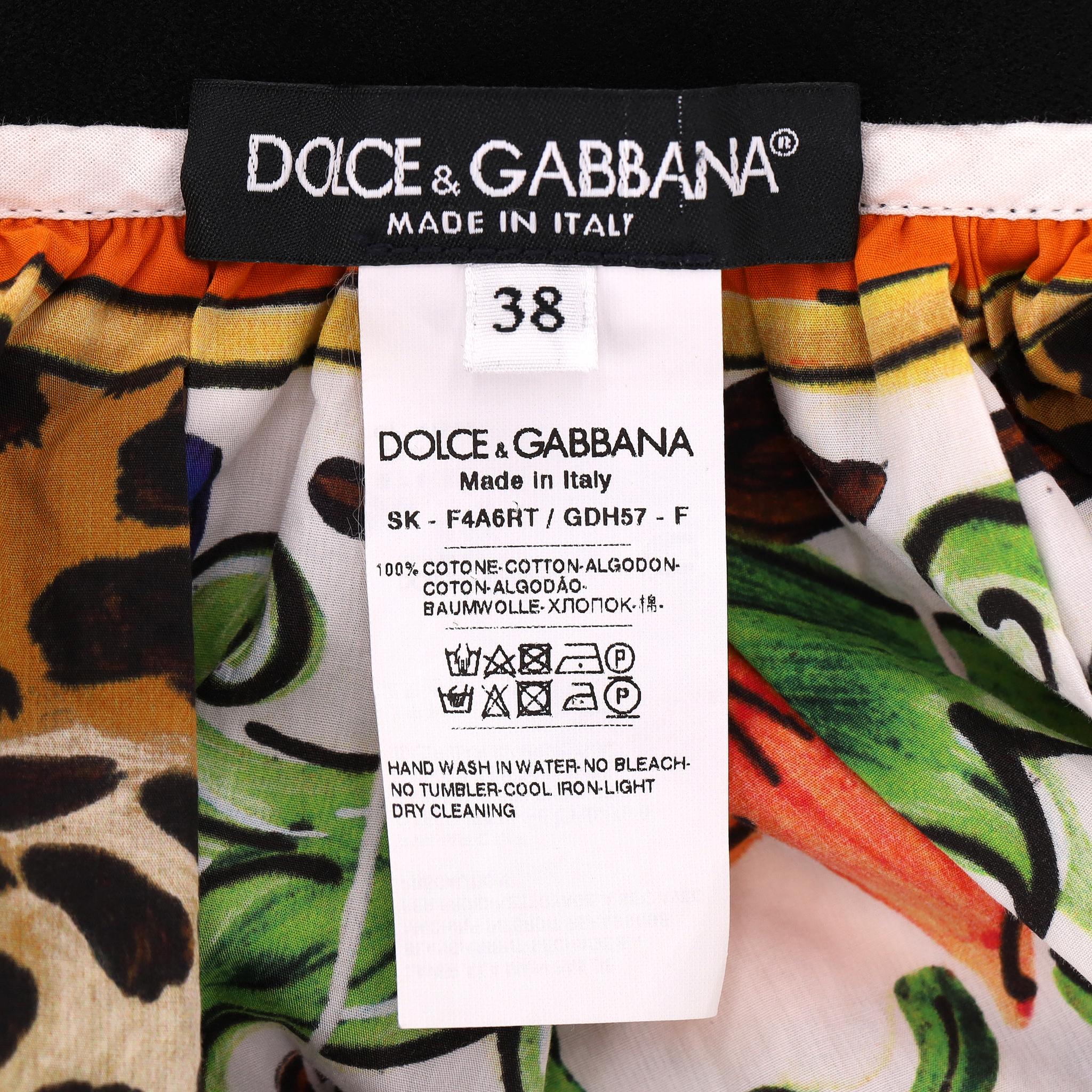 Dolce & Gabbana Leopard & Maiolica Print Baumwollrock im Angebot 2