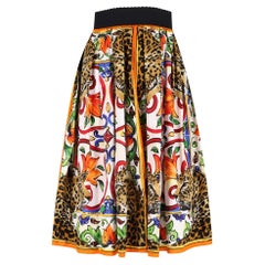 Dolce & Gabbana Leopard & Maiolica Print Baumwollrock