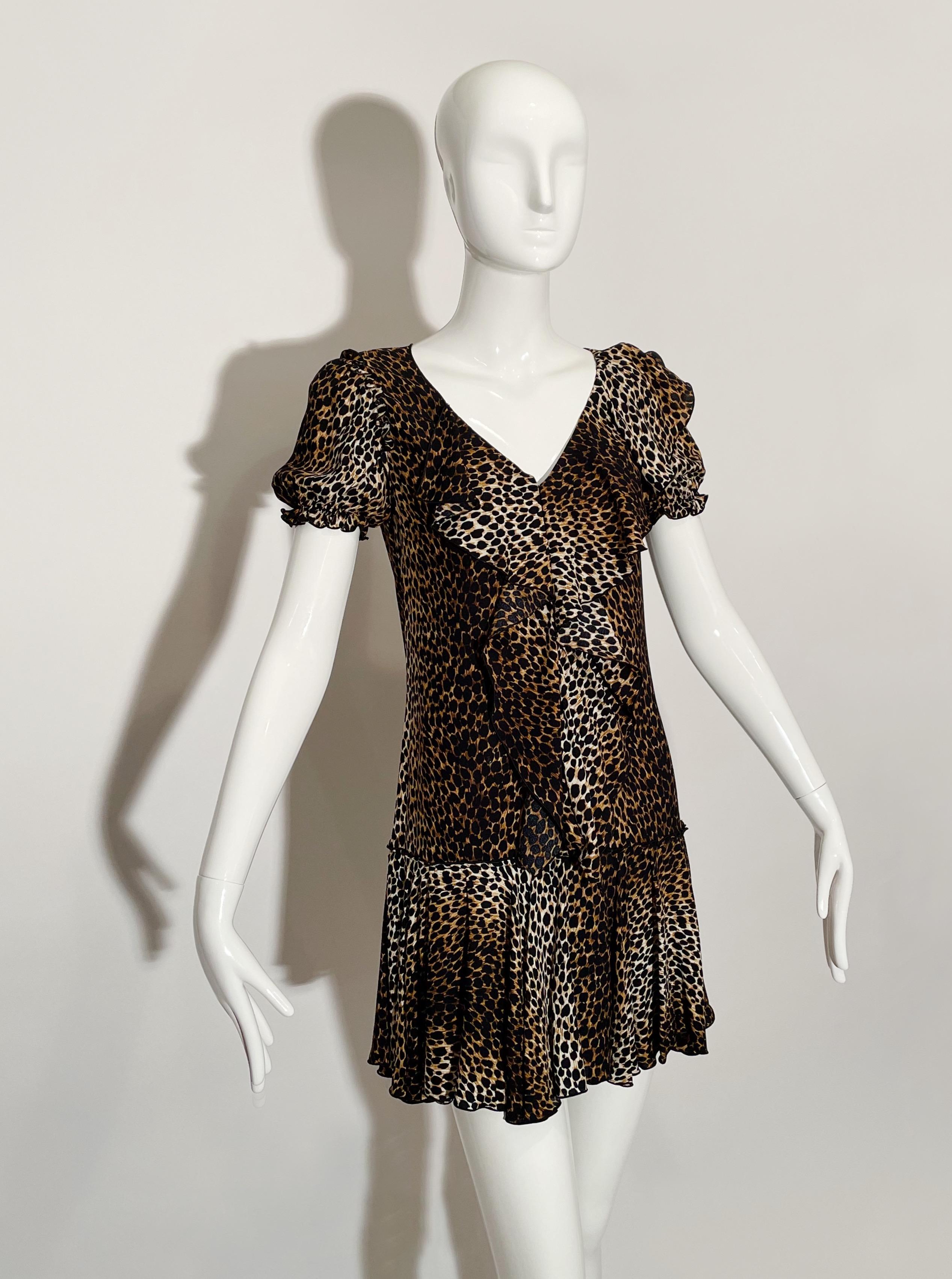 Black Dolce & Gabbana Leopard Mini Dress  For Sale