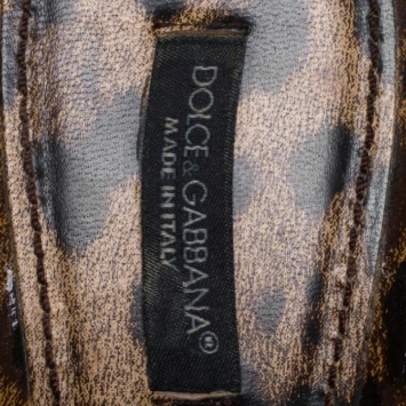 Dolce & Gabbana Sandalias con plataforma de corcho y charol de leopardo talla 41 en venta 1