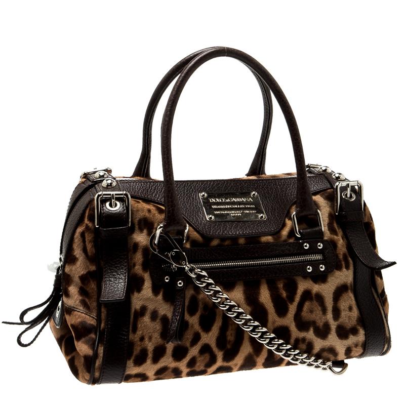Dolce & Gabbana Leopard Print Calfhair and Leather Easy Way Satchel 5