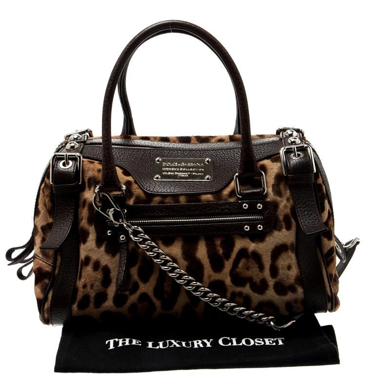 Dolce & Gabbana Leopard Print Calfhair and Leather Easy Way Satchel 7