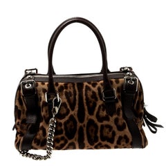 Dolce & Gabbana Leopard Print Calfhair and Leather Easy Way Satchel