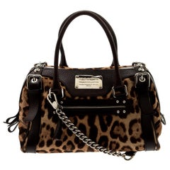 Dolce & Gabbana Leopard Print Calfhair and Leather Easy Way Satchel