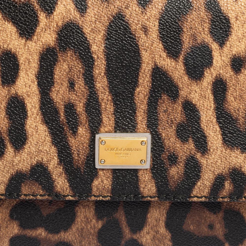 Dolce & Gabbana Leopard Print Canvas and Leather Medium Sicily Top Handle Bag 6