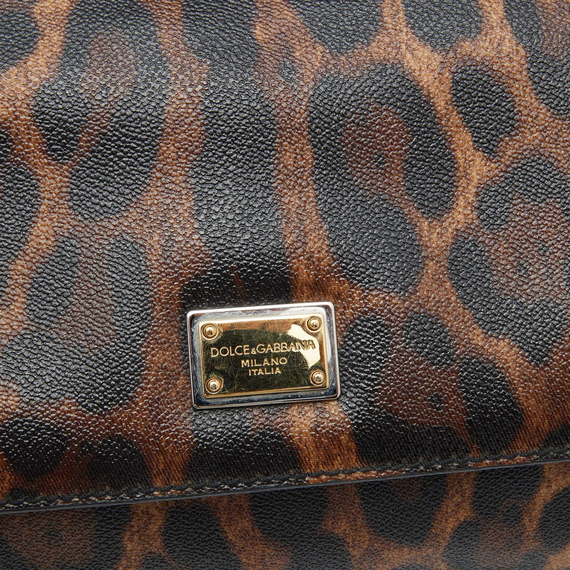 Dolce & Gabbana Leopard Print Canvas and Leather Miss Sicily Top  Handle Bag 10